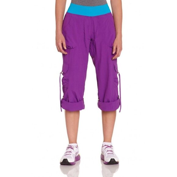 Zumba Womens Craveworthy Fitness Relaxed Cargo Pants Purple Sz M - Picture 1 of 16